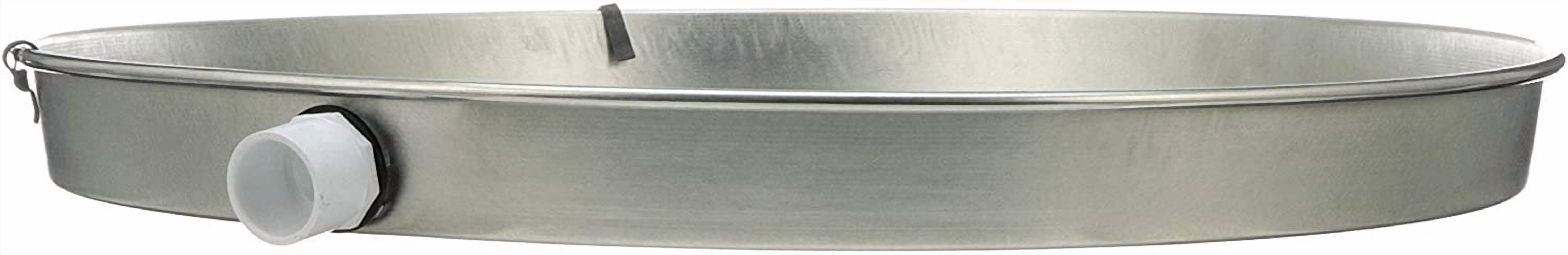 Oatey Water Heater Pan Aluminum - Easy Installation, 1 in. PVC Adapter - 24" Silver Round — Residential Use, Standard Application
