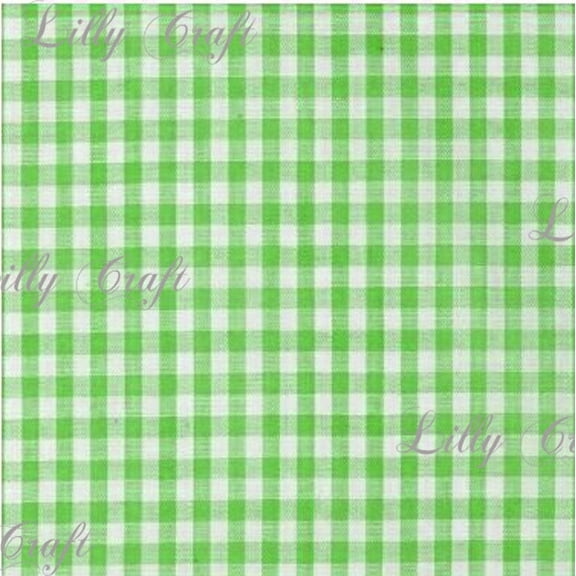 Gingham Checkered Poly Cotton 1/8 Inch Lime Green Fabric - Sold By The Yard - 57" / 58"