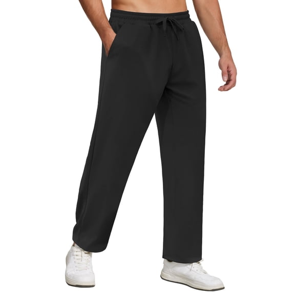 COOFANDY Men's Sweatpants Casual Lounge Cotton Pajama Yoga Pants Open Bottom Straight Leg Male Sweat Pants with Pockets