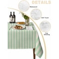 thumbnail image 2 of Sage Green Striped Table Cloth, Modern Simple Farmhouse Beige Waterproof Tablecloth for Rectangle Tables, Reusable Washable Fabric Table Cover for Restaurant Kitchen Dining Tables 60"x120", 2 of 6