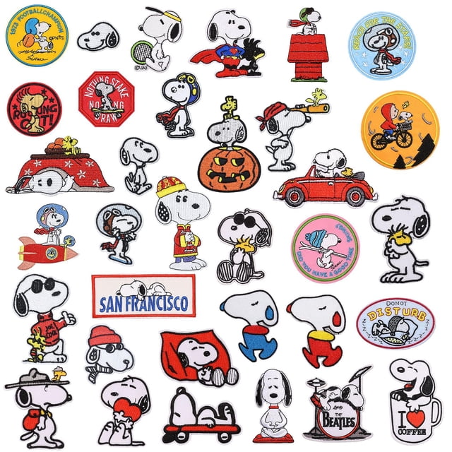 35 piezas Parche termoadhesivo Rojo Verde Snoopy para Niños