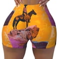 thumbnail image 2 of Goofa Cliff Western Cowboy Printed Workout Shorts Women Seamless Scrunch Butt Lifting High Waisted Gym Booty Shorts Elastic Workout Shorts-Medium, 2 of 8