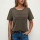 thumbnail image 2 of Camisas de Cuello de Tripulación de Manga Corta para las Mujeres Plisado Mangas de Ruffle, Cuello Redondo Casual Primavera Y Blusa de Verano, 2 of 6