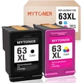 thumbnail image 1 of MYTONER Cartucho de Tinta remanufacturado para HP 63XL 63 XL Negro Color Paquete de 2, 1 of 5