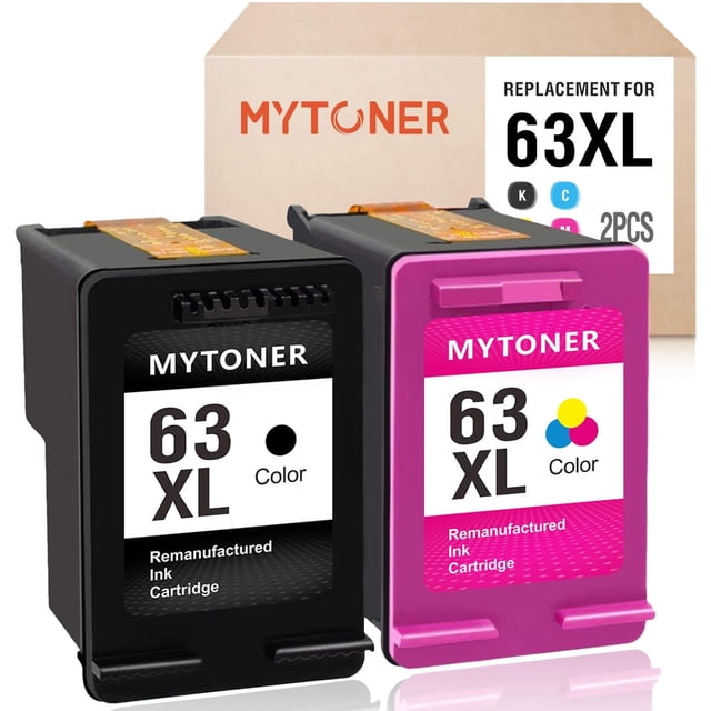 MYTONER Cartucho de Tinta remanufacturado para HP 63XL 63 XL Negro Color Paquete de 2