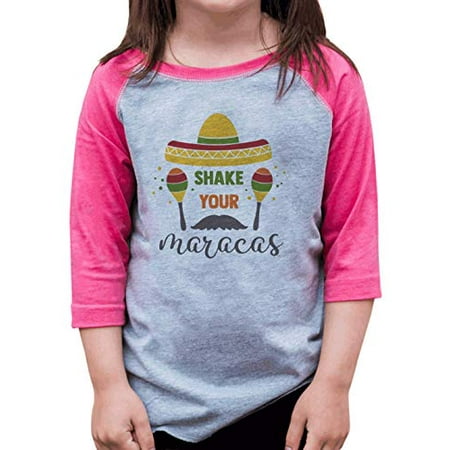 

7 ate 9 Apparel Girls Shake Your Maracas Pink Raglan