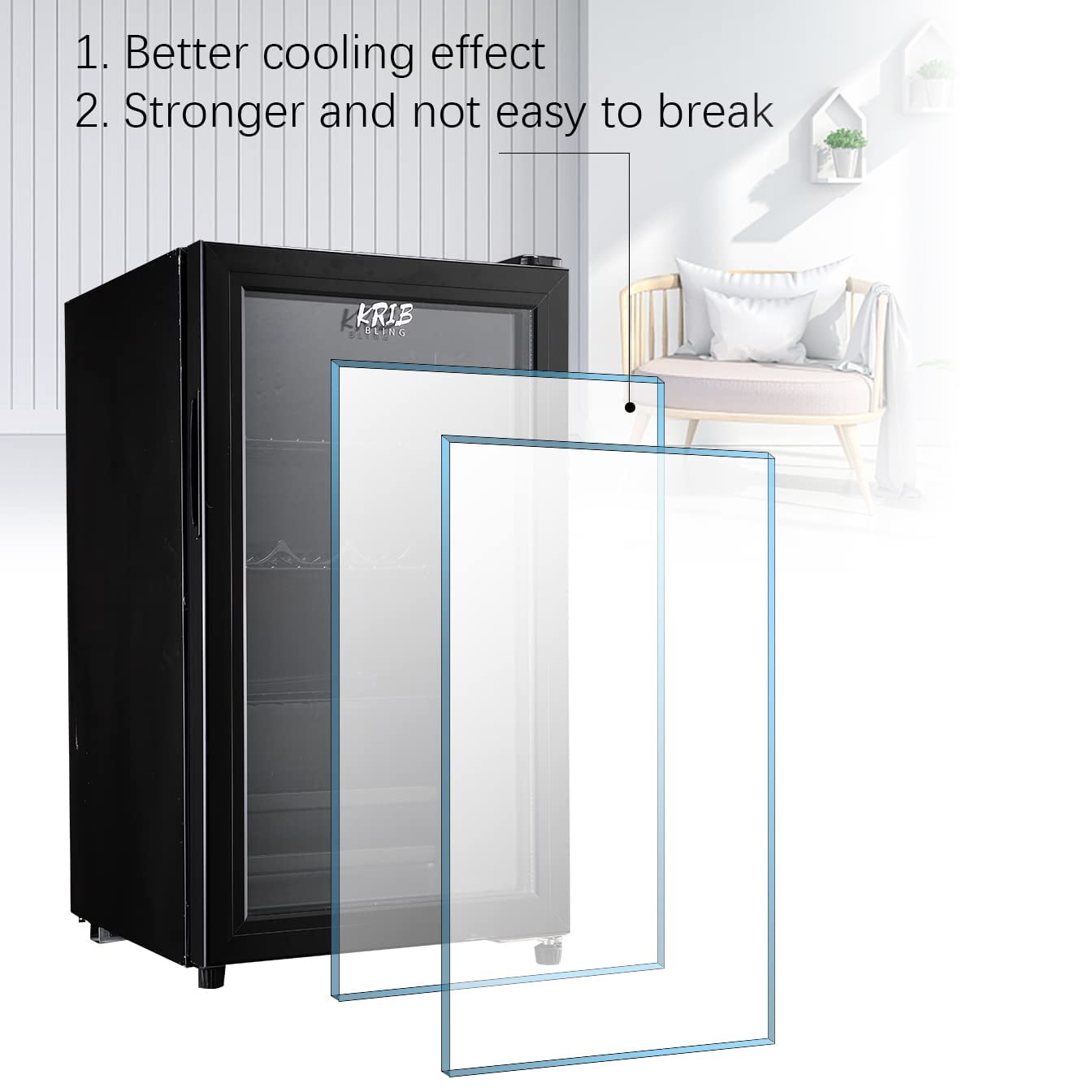 Mini Fridge 120 Can Beverage Refrigerator Cooler, 3.2 Cu.Ft Drink Fridge for Soda Wine Beer, Adjustable Temperature，Black