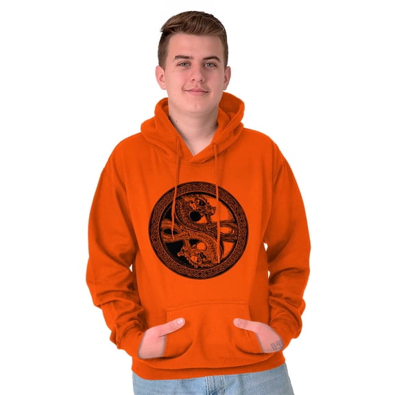 Dragon Yin Yang Style Symbol Balance Unisex Plus Fleece Graphic Hoodie Brisco Brands 2X