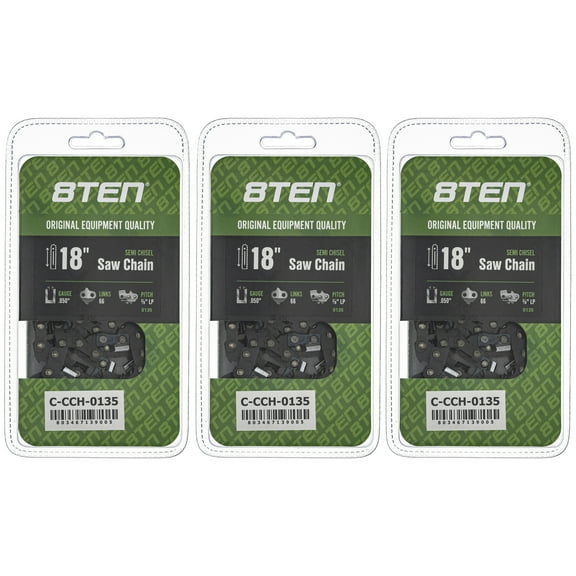 Semi Chisel Chainsaw Chain 18 inch .050 3/8 LP 66DL for Echo Stihl Poulan 3 Pack 810-CCC2357H