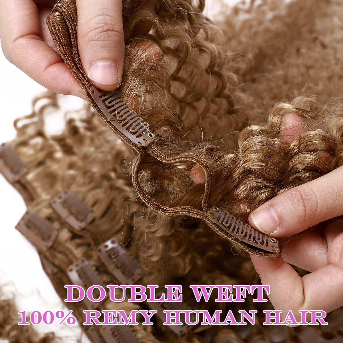 SEGO Kinky Curly Clip in Hair Extensions Real Human Hair for Women Thick Brazilian Hair Natural Black