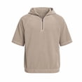 thumbnail image 4 of Yertdoel Hoodies for Men, Solid Color Short Sleeve Hooded Half Zip Pullover Sweatshirt Soft Loose Lightweight Breathable Beach Vacation Summer Outdoor Casual Shirts, 4 of 6