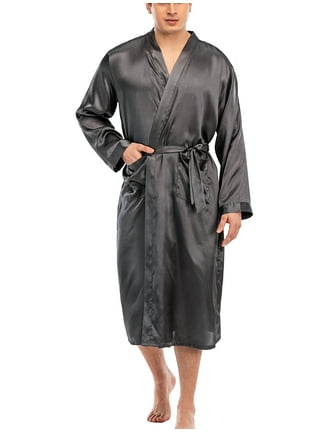 Silk Robe for Men Vintage Nightgowns Mid-length Cardigan Nightgown Men Robe  Sleepwear for Men Luxury Robe