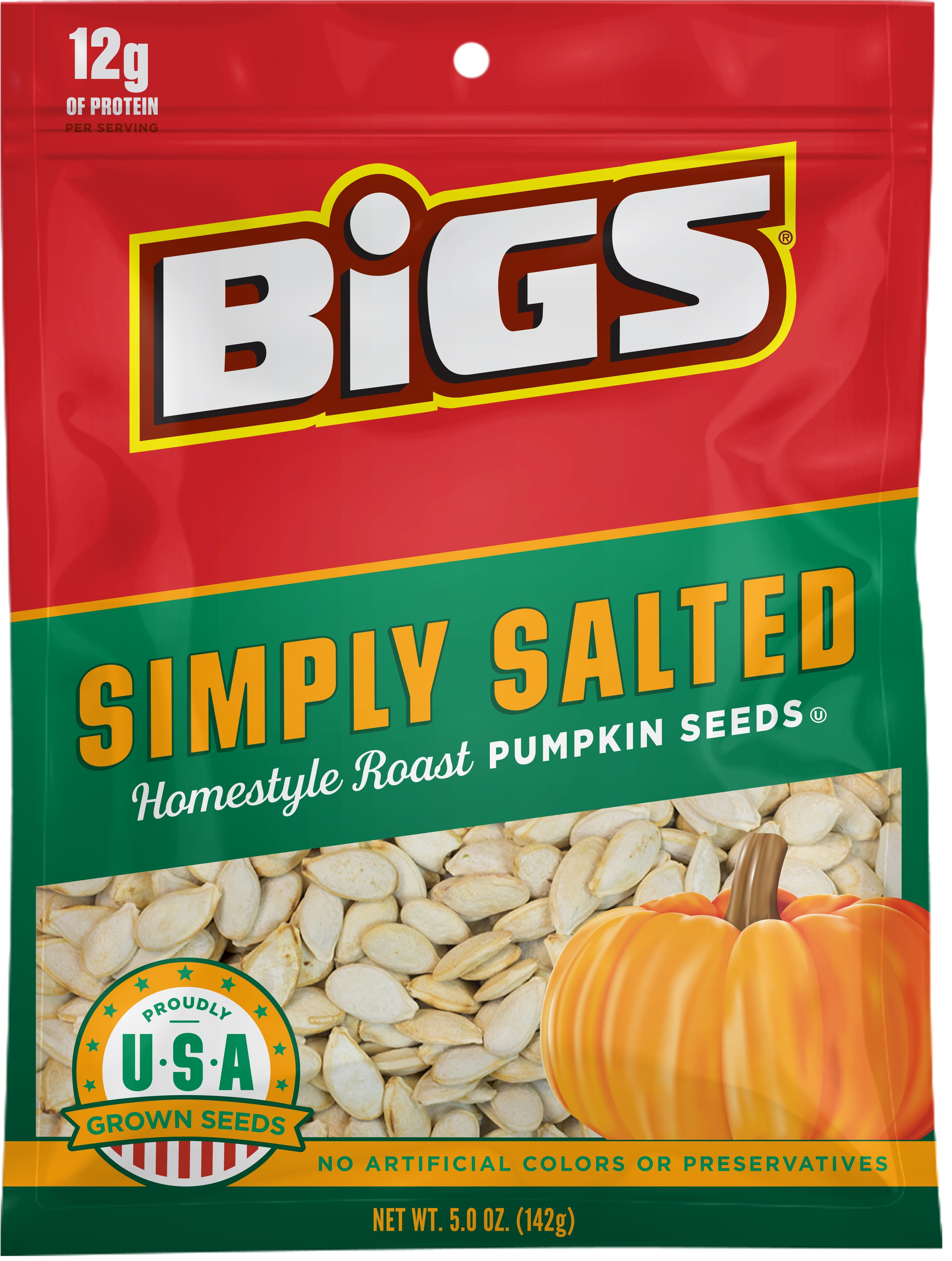 Bigs Lightly Salted Pumpkin Seeds, 5 Ounce 12 per case.
