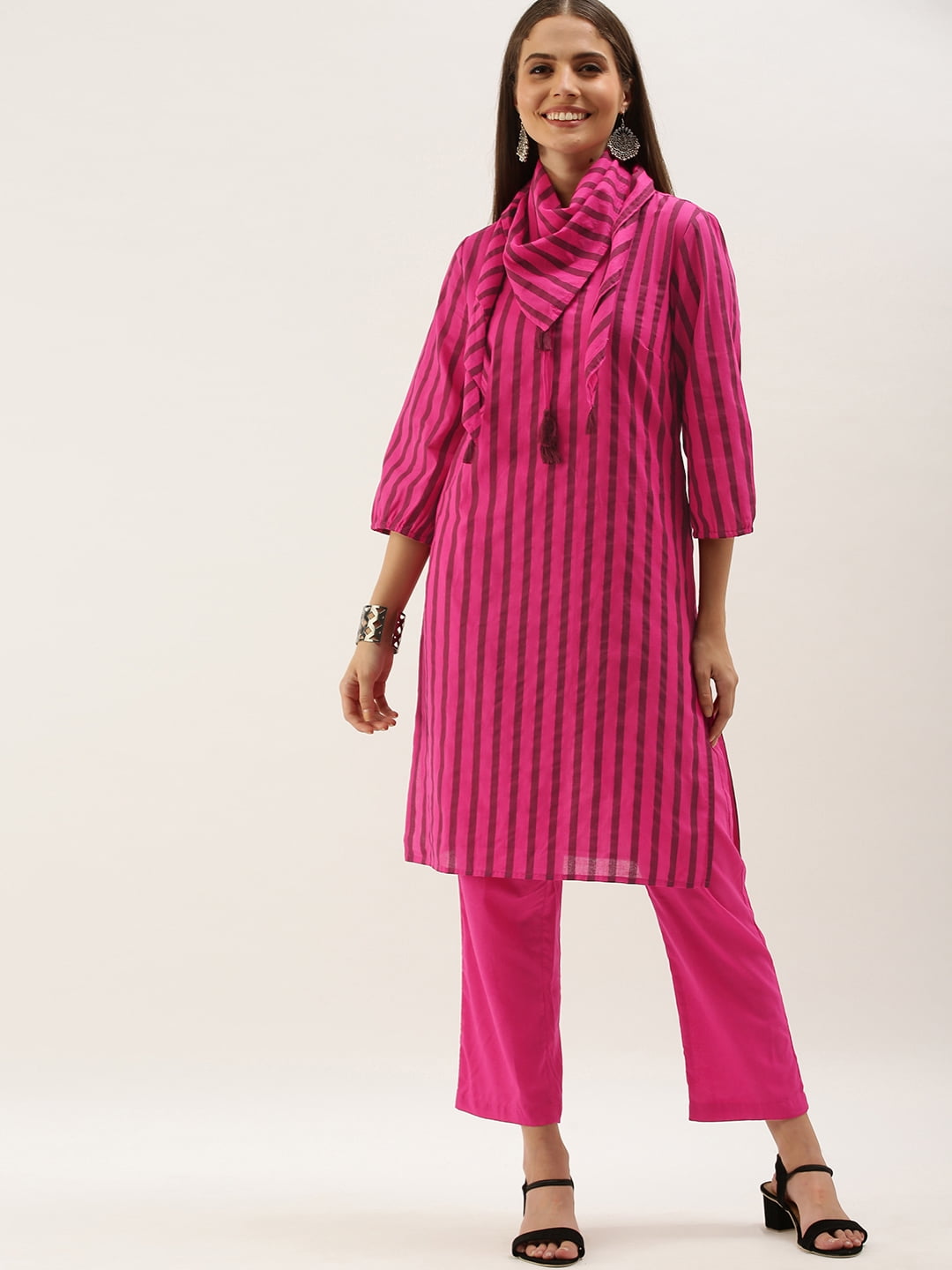 Buy Jaipur Kurti Women Green Self Striped Straight Kurta - Kurtas for Women  2447588 | Myntra