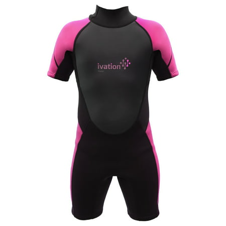 Ivation 3mm Short Wetsuit for Kids  Crafted of Premium Neoprene & Features High- Quality Zipper & Full UV