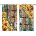 thumbnail image 6 of Teal Wooden Farmhouse Sunflower Small Kitchen Curtains Rustic Flower Treatment Country Inspirational Cafe Short Window Curtains for Bathroom Dining Room Tier Treatment Drapes 27.5x39 inch, 6 of 6