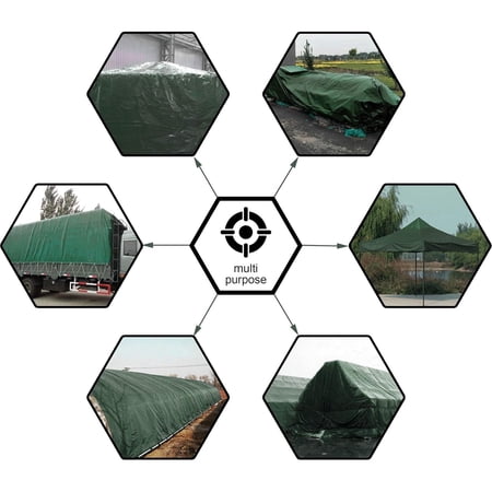 Finished Size 20x40 Feet Waterproof Green Tarp 8 Mil Thick, Multipurpose Protective Cover for Emergency Rain Shelter Camping Tarpaulin