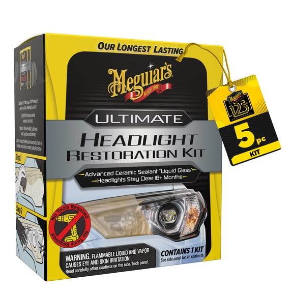 Meguiar's Ultimate Headlight Restoration Kit - Removes Yellowing and Cloudiness from Headlights, G2990