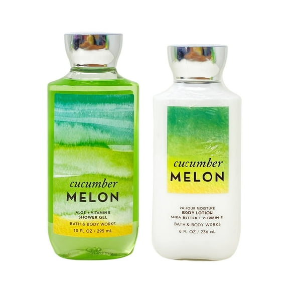 Bath and Body Works Cucumber Melon 2 Piece Bundle - Shower Gel and Body Lotion - Full Size