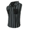 thumbnail image 4 of Taqqpue Mens Tank Tops Striped V Neck Button Sleeveless Workout Hoodie Shirt Summer Active Hooded Gym Tees with Pockets, 4 of 6