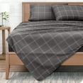 thumbnail image 2 of Bare Home Ultra-Soft Flat Sheets - Premium 1800 Collection - Double Brushed - King, Modern Plaid - Gray/White, 2 of 4
