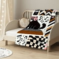 thumbnail image 2 of nygtbtfer Fuzzy Blanket Twin Size Listening to The Music Theme Fleece Blanket, Kids Boys Girls Animal Throw Blanket Geometric Grid Flannel Blanket White, 2 of 6