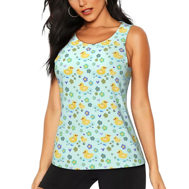 Vsdgher Débardeur Imprimé Canard, Soutien-Gorge de Sport pour Femmes, Séchage Rapide, Sport, Course - Grand