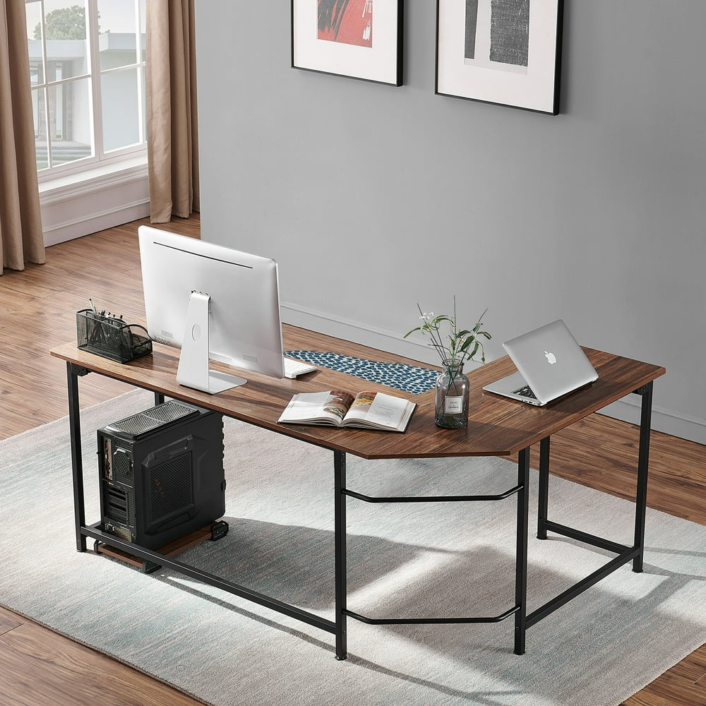 VECELO Corner Table LShaped Computer Office Writing Desk Modern Easy