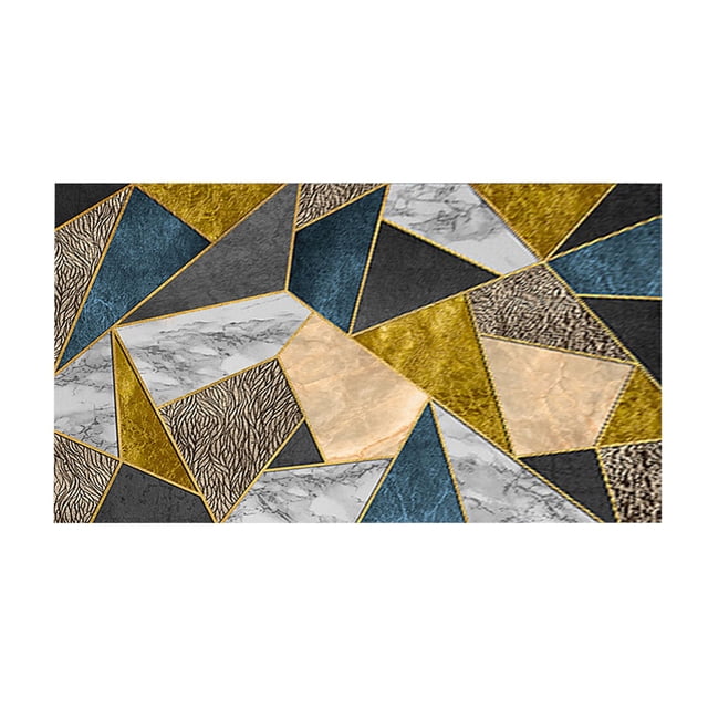 Geometric Low-Pile Area Rug - Microfiber Washable Floor Carpet for Living Room & Bedroom