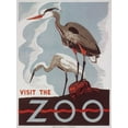 thumbnail image 2 of WPA 25x32 Gold Ornate Wood Framed with Double Matting Museum Art Print Titled - Visit the zoo - Herons, 2 of 4