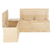 Linon Troyin Rustic Backless Corner Nook with Storage in Solid Unfinished Pine
