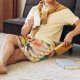 thumbnail image 5 of Balery Vintage Bird Pantalones cortos de pijama de punto de algodón para hombre con cinturilla y bolsillos-Medium, 5 of 6