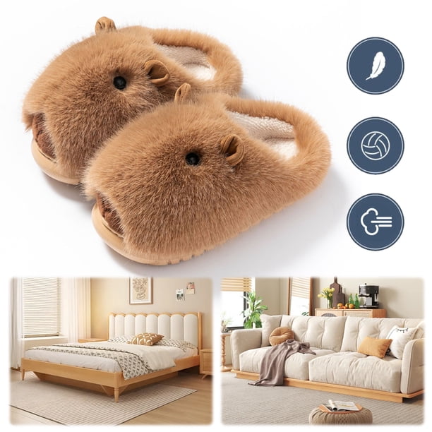 Peludos Con Punta Cerrada Felpa Capibara Lindas para Mujeres