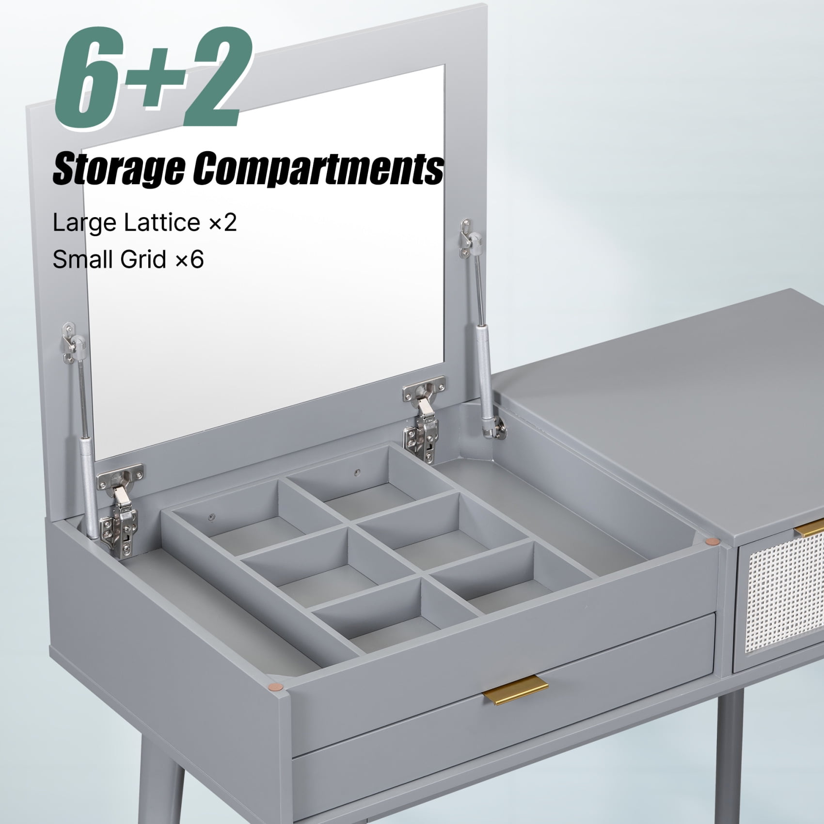 Small Flip Top Vanity Mirror Desk with Organized Storage – DormVibes