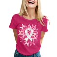 thumbnail image 2 of XDZJLR Cancer Awareness Women Tshirts Ladies Pink Ribbon Graphic Round Neck Short Sleeve T Shirt Tops T-Shirts 2Xl, 2 of 4