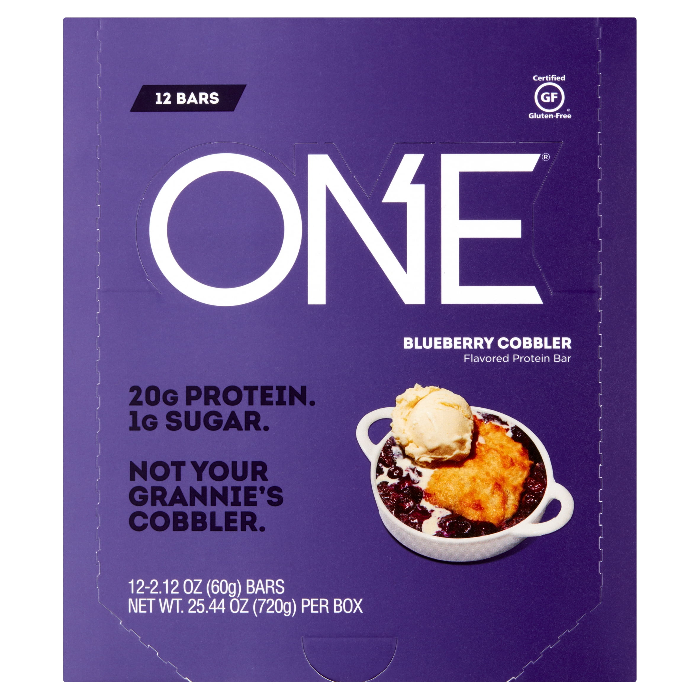 One Blueberry Cobbler Flavored Protein Bar 2 12 Oz 12 Count Walmart Com Walmart Com