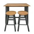 thumbnail image 2 of Casual Home 3 Piece Solid Wood Pub Style Table Set w/2 Stools, Gray with Natural Wood Top, 2 of 9