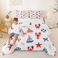 thumbnail image 2 of spefrowx Nautical Lobster Starfish Queen Comforter Set for Kids, Striped Sailboat Bow Comforter Sets Queen, Reversible, 3pcs, 1 Comforter and 2 Pillowcases, 2 of 6