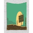 thumbnail image 1 of Western Tapestry, Western Desert Landscape with Cactuses Grungy Old Paper Texture, Wall Hanging for Bedroom Living Room Dorm Decor, 60W X 80L Inches, Sea Green Beige and Umber, by Ambesonne, 1 of 2