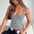 thumbnail image 4 of Camisa sin mangas ajustada, busto fruncido de color liso Camiseta sin mangas de color liso Camisa sin mangas con abertura lateral diseñada a medida, 4 of 6