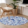 thumbnail image 5 of Area Rug 36in, Watercolor Paisley Bandanna Floor Carpet Living Room Rug, Abstract Blue Flowers Non-Slip Welcome Mat Indoor Rugs for Bedroom Dining Room, 5 of 9