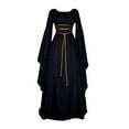 thumbnail image 2 of jsaierl Women Casual Halloween Long Sleeve Splicing Solid Gothic Cosplay Dress, 2 of 6