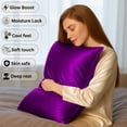 thumbnail image 3 of Amay Satin Silk Pillow Case Euro Sham 26x26 Purple Solid Silky Smooth Decorative Pillow Cover – Zipper Closure – Soft Cooling Satin – Anti-Frizz & Skin-Friendly, 3 of 6