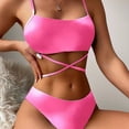 thumbnail image 3 of Sonducket Conjunto de playa Sexy para mujer, colores vibrantes y varios estilos, tamaño disponible, conjunto de tres piezas, SexyChic Traje de baño Azul oscuro, 3 of 6