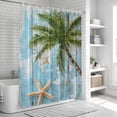 thumbnail image 6 of Coastal Beach Blue Bathroom Shower Curtains with 12 Hooks Polyester Waterproof Shower Curtain for Stalls and Bathtubs Tropical Coconut Tree Vintage Wood Grain Decorative Bathroom Curtain 36x78 Inches, 6 of 8
