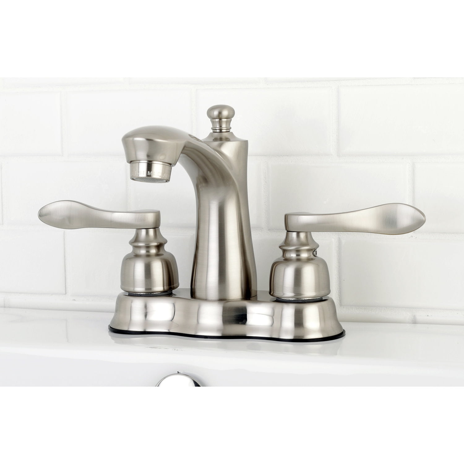 Kingston Brass FB7618NFL 4 in. Centerset Bathroom Faucet, Brushed Nickel