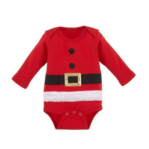 Santa Claus Red and Black Colored Baby Onesie - By Ganz