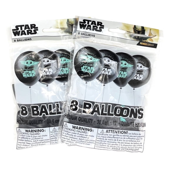 2 Packs - Star Wars Baby Yoda 12" Helium Quality Latex Balloons - 2 Packs of 8 - 16 Total
