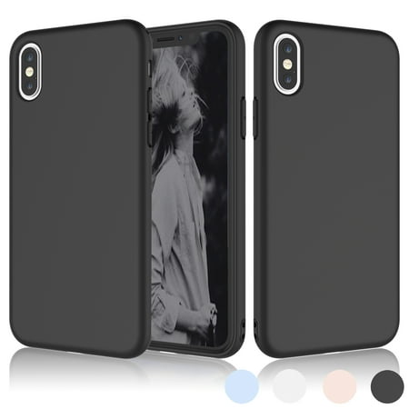 iPhone X Case, iPhone X Soft Case, iPhone 10 Case, Njjex Matte Charming Colorful Slim Soft TPU Bumper Case Cover For Apple iPhone X 2017 Release -Black