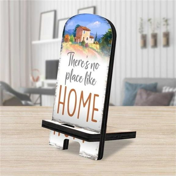 Designocracy 892069 6 x 3 x 3 in. There is No Place Like Home Cell Phone Stand Family Decor with Wood Mobile Holder Organizer